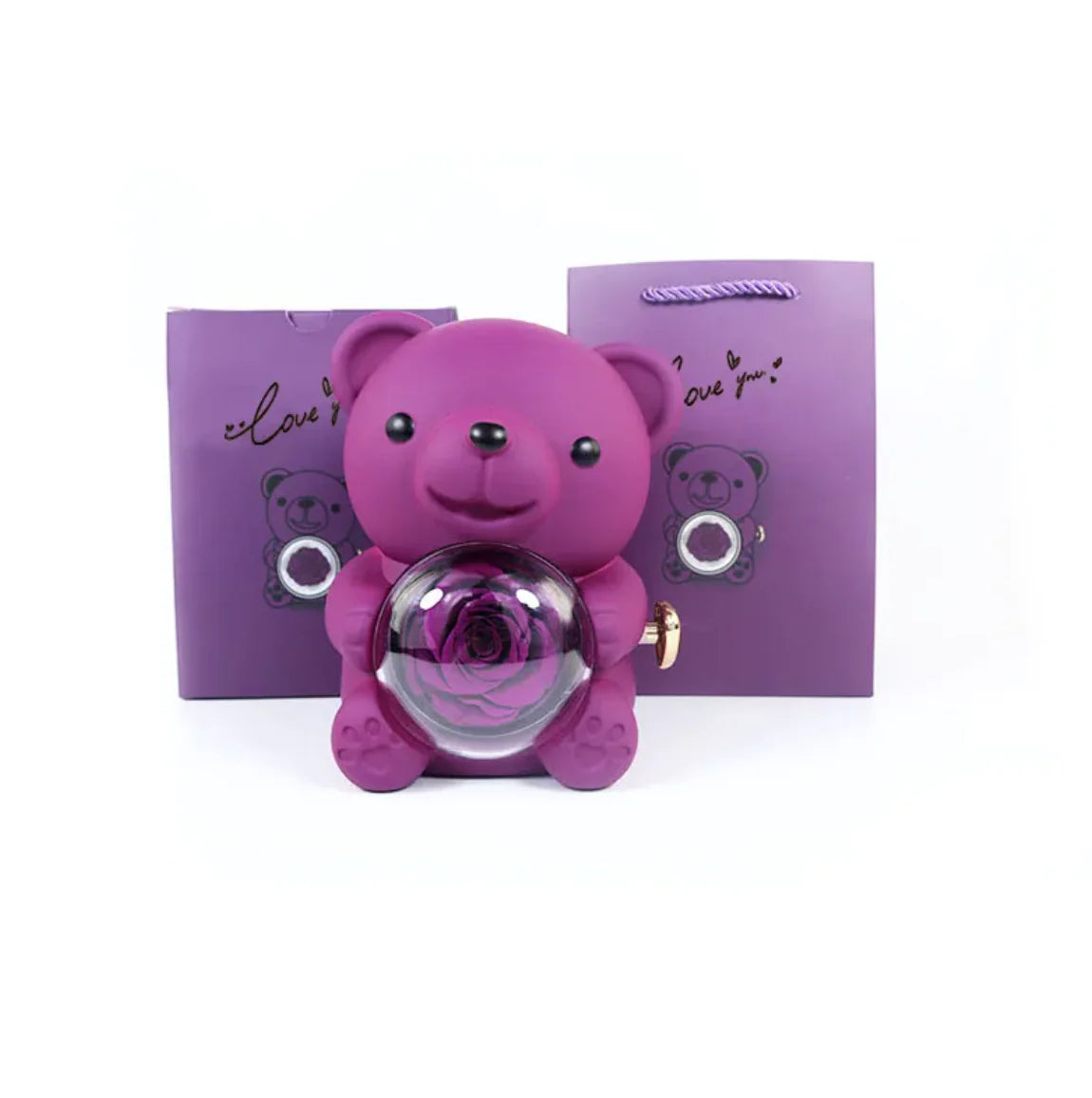 Eternal Rotating Bear Rose Jewelry Gift Box 🎁