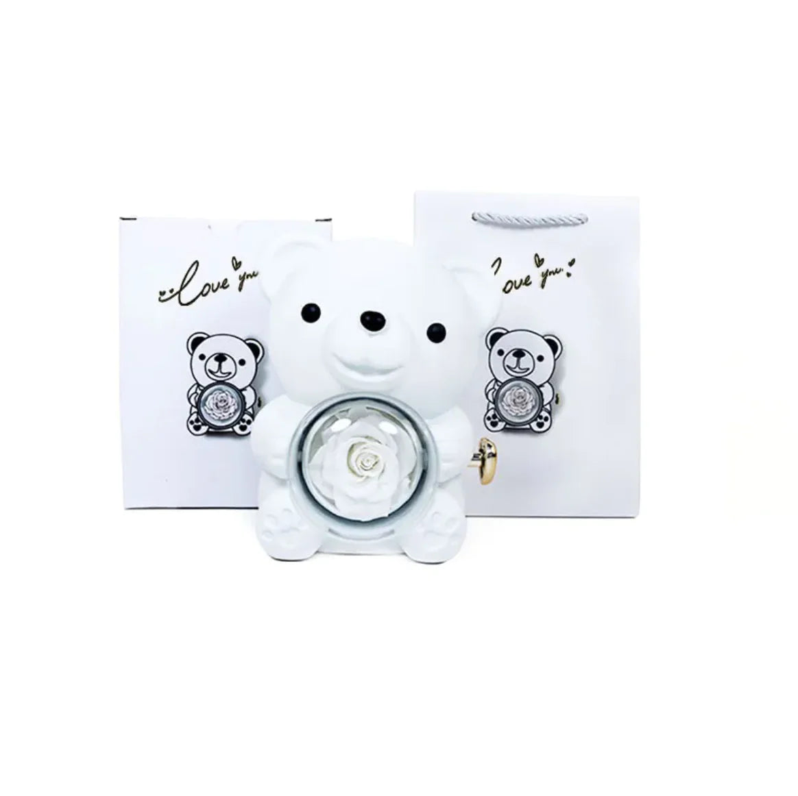 Eternal Rotating Bear Rose Jewelry Gift Box 🎁