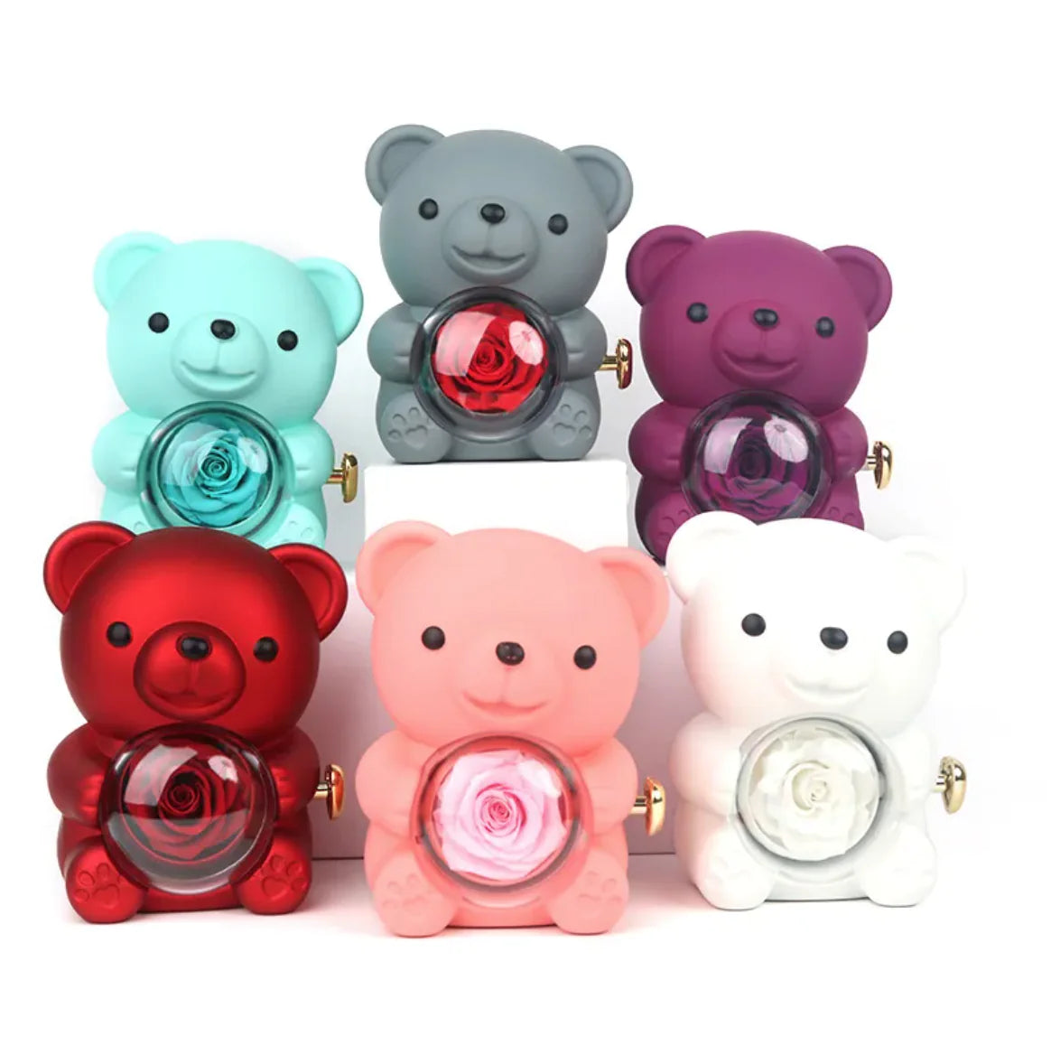 Eternal Rotating Bear Rose Jewelry Gift Box 🎁