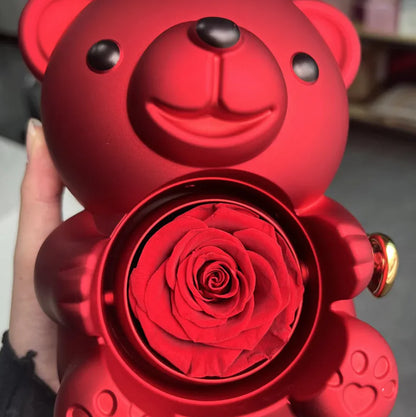 Eternal Rotating Bear Rose Jewelry Gift Box  🎁